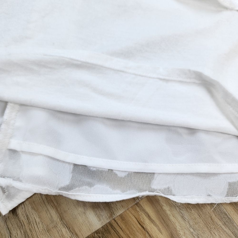 ☔️💜White Cascading Ruffle Front Sleeveless Top Small - Picture 10 of 12